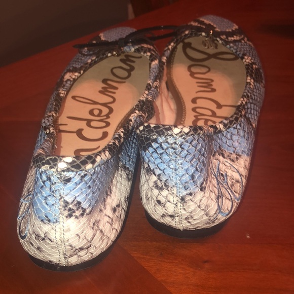 Prwnd Sam Edelman Felicia snake print baby blue black and white combo sz9 - Picture 6 of 11